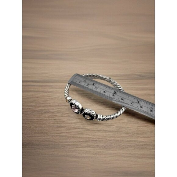 Brighton Halo Amber Topaz Hinged Bangle Bracelet 7" Dust Bag - Picture 4 of 4